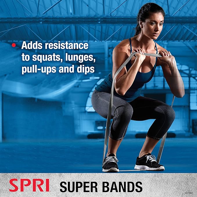 SPRI Superbands - Resistance Band for Assisted Pull-ups, Core Fitness, and Strength Training Resistance Exercises - Versatile Tool for Flexibility, Stamina, and Balance - 1", Red