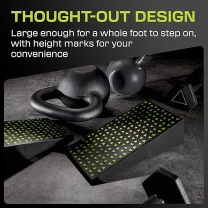 Squat Wedge Block Pair - Heel Elevated Squat Wedge for Deeper Squats, Heavy Lifting and Better Form - 17° Angle Exercise Wedges, Slant Board for Squats with Carry Backpack