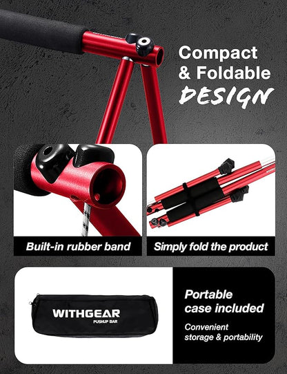 Push Up Bar – Folding Dip Bar for Home Workout, Lightweight & Portable Strength Training Equipment for Men & Women, Indoor & Outdoor Use (Hawk)