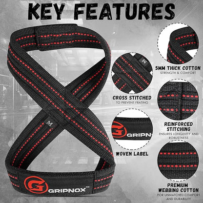 – Weight Lifting Straps Figure 8, Anti Slip Padded Wrist Support for Gym Workout Deadlift, Weightlifting, Powerlifting, Hand Bar Grip & Cross Training Strong Weightlifting Wrist Straps.