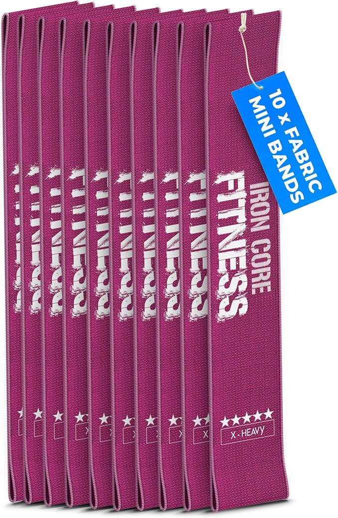 Fabric Mini Resistance Bands Sets for Trainers, Bootcamp, Gym for Men and Women in Fun Colors - Ebook, Videos and Workout Chart Included by Iron Core Fitness