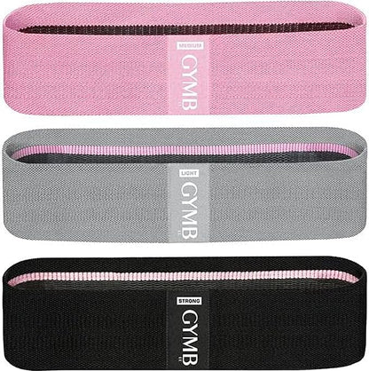 Gymbee Premium Resistance Bands for Working Out - Exercise Bands to Workout Glutes, Thighs & Legs - No Slip Cloth Booty Bands for Gym & Home Fitness, Yoga, Strength & Pilates for Men/Women - 3 Levels