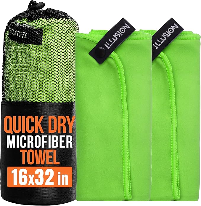 illusion Small Microfiber Gym Towels for Men and Women Active Sports (32" L x 16''W)-Lightweight Quick Dry Gym Towel for Sweat-Workout Towels Ideal for Yoga, Camping, Running, and Outdoor Activities