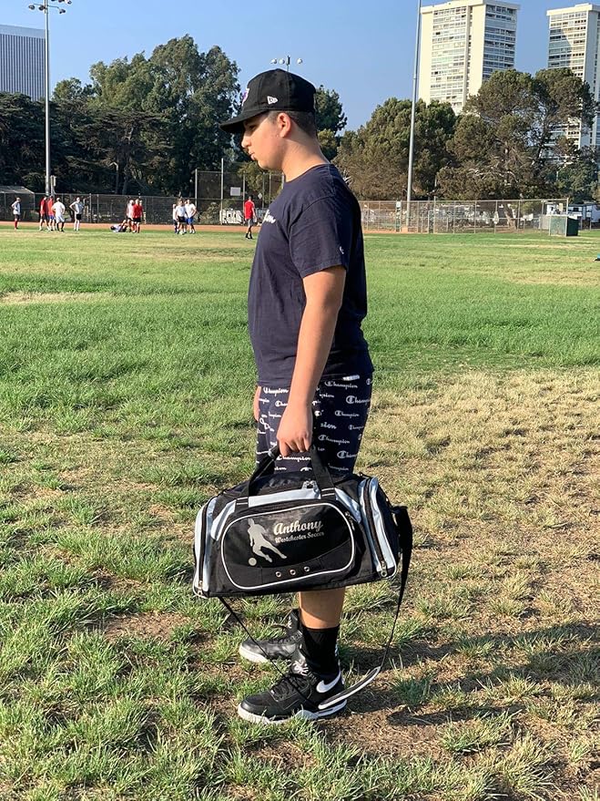 Personalized SportS Duffel Bag With Custom Name & Text - Soccer Black