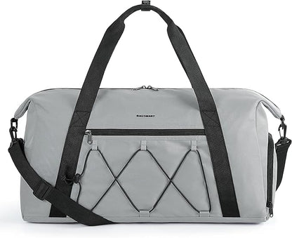 BAGSMART Small Gym Bag With Shoe Compartment & Wet Pocket, Lightweight Sports Travel Duffel, Carry On Weekender Overnight, Water Resistant Sports Gym Tote for Swimming Yoga, Grey