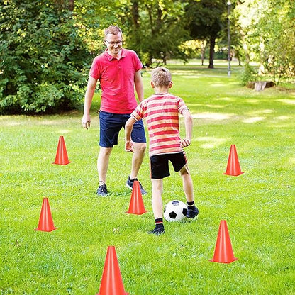 Alyoen 9 inch Orange Traffic Cones, Plastic Sport Cones, Soccer Training Cones for Outdoor Activity & Festive Events (Sets of 10/15/ 20)