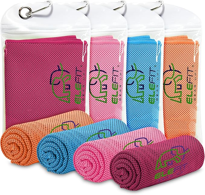 Quick-Drying Cooling Microfiber Gym Towels: Ideal for Comfortable Workout, Running, Yoga, Hiking, Trekking, Walking, Camping, and Family Outdoor Adventures - Lightweight, Portable, Sweat-Wicking