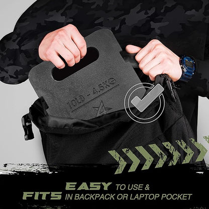 Yes4All Attachable Rucking Weight for Backpack, Cast Iron Training Weight Plate with Quick-Attach Strap Slots, Ergonomic Rounded Handle for Weighted Walking, Hiking, Rucking