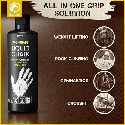 EAGLES Pro Grade Gym Liquid Chalk 50, 120 or 280ml Mess-Free Chalk for Weightlifting, Gymnastics Rock Climbing, Pole Grip, Sports Dries in Seconds - Sweat-Resistant and Long Lasting
