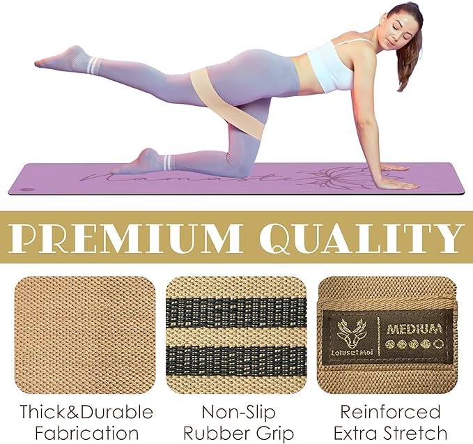 Resistance Loop Exercise Bands, 3 Set of Stretch Bands for Booty Legs, Pilates Bands, Resistance Bands for Fitness, Strength Training, Physical Therapy, Workout Bands for Women, Yoga Band