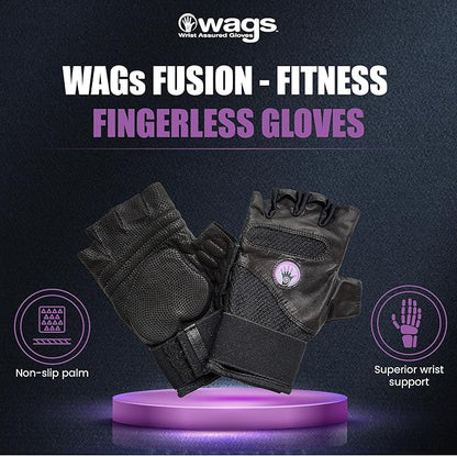 Fitness Fingerless Gloves for Men & Women | Large Black Weight Lifting Glove with Ergonomic Gel Pad Wrist Support, Non-Slip Grip, Comfortable Workout Glove for Gym Exercise & Training