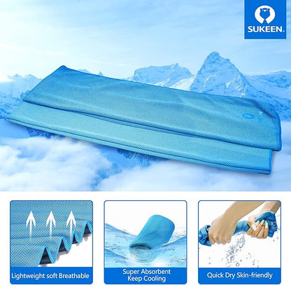 Sukeen Cooling Towel (40"x12") for Neck & Head - Soft Breathable Chilly Sweat Towel for Yoga, Golf, Gym, Camping, Running, Workout & More Activities
