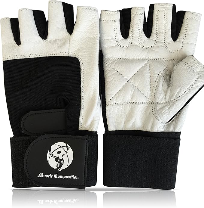 Gym Gloves with Wrist Support for Gym Workout, Crossfit,Weightlifting Black/White or Black Premium Quality Materials.