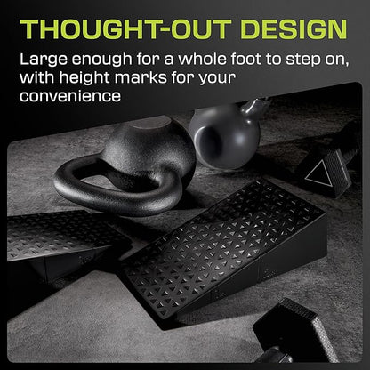 Squat Wedge Block Pair - Heel Elevated Squat Wedge for Deeper Squats, Heavy Lifting and Better Form - 17° Angle Exercise Wedges, Slant Board for Squats with Carry Backpack