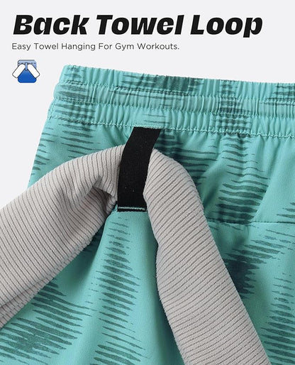 Men 2 in 1 Running Shorts with Compression Liner 5" 7" Quick Dry Workout Athletic Shorts with Pockets Towel Loop