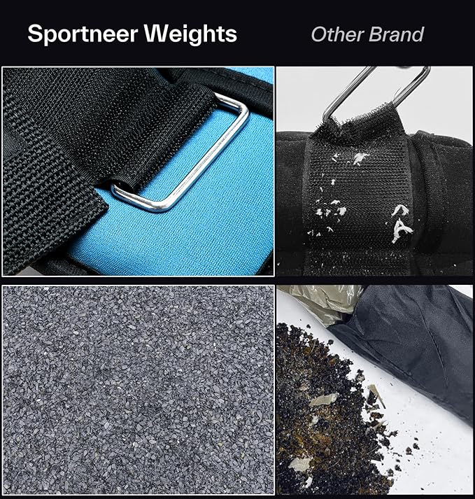 Sportneer Adjustable Ankle Weights Set - 1 Pair (2-10 lbs) Removable Sandbags for Women & Men, Comfortable Neoprene Leg Weights for Walking, Running, Pilates, Yoga, Home Workout & Physical Therapy