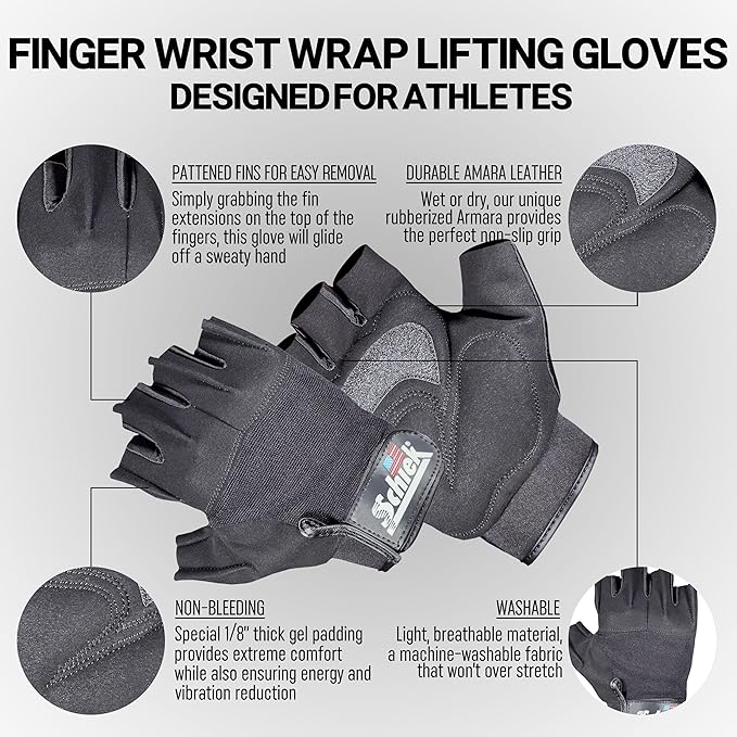 Schiek Model 710 Classic Training Lifting Gloves - All Day Comfort for Fitness Training - Cushioned Grip with Quick Pull Tab