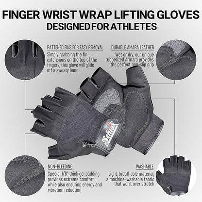 Schiek Model 710 Classic Training Lifting Gloves - All Day Comfort for Fitness Training - Cushioned Grip with Quick Pull Tab