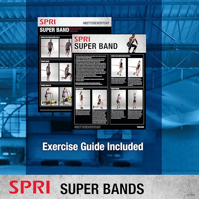 SPRI Superbands - Resistance Band for Assisted Pull-ups, Core Fitness, and Strength Training Resistance Exercises - Versatile Tool for Flexibility, Stamina, and Balance - 1", Red