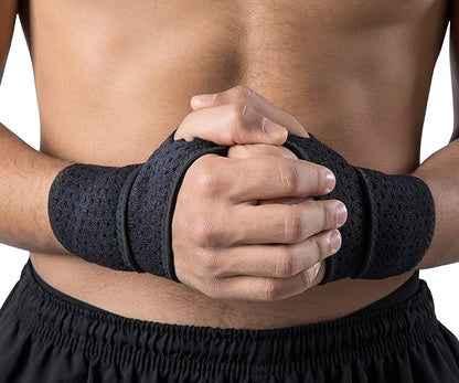 HiRui 2 Pack Wrist Compression Strap and Wrist Brace Sport Wrist Support for Fitness, Weightlifting, Tendonitis, Carpal Tunnel Arthritis, Pain Relief-Wear Anywhere-Adjustable (Black)
