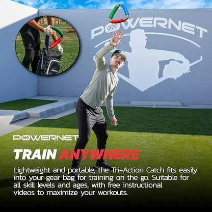 PowerNet Tri-Action Catch, Multi-Color Foam Speed and Agility Training Equipment for Football, Baseball & Softball, Triangle Hand Eye Coordination Training Aid to Improve Reaction Time & Reflexes