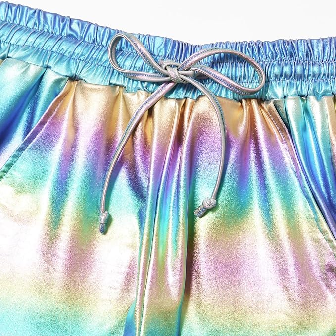 Perfashion Women's Metallic Shorts Summer Sparkly Hot Outfit Shiny Short Pants