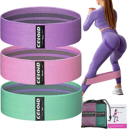 Resistance Bands Set, Exercise Bands with Non-Slip Design for Hips & Glutes, 3 Levels Workout Bands for Women and Men, Booty Bands for Home Fitness, Yoga, Pilates