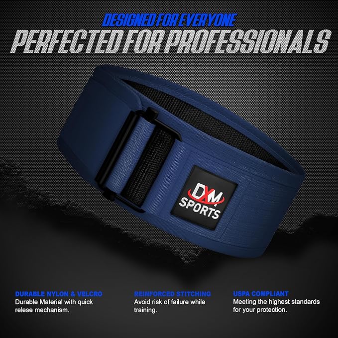DXM SPORTS Self-Locking Weight Lifting Belt - Men Women Gym Fitness Strength Training, Bodybuilding Powerlifting Weightlifting Workout, Deadlift Squat, Pro Exercise Belt