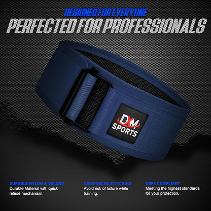 DXM SPORTS Self-Locking Weight Lifting Belt - Men Women Gym Fitness Strength Training, Bodybuilding Powerlifting Weightlifting Workout, Deadlift Squat, Pro Exercise Belt