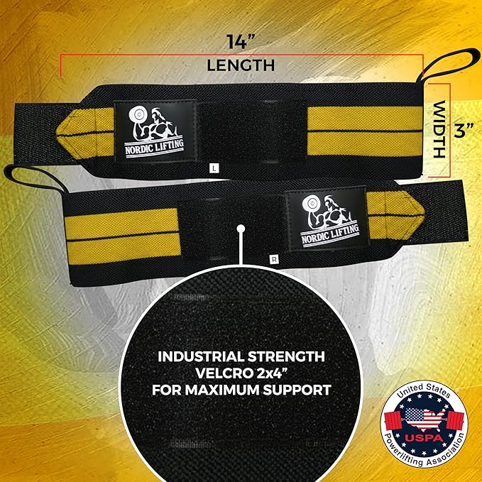 Nordic Lifting Wrist Wraps (1 Pair/2 Wraps) – Lifting Wrist Wraps with Thumb Loop for Weightlifting, Powerlifting & CrossFit – Durable Wrist Support Straps for Men & Women – Gym Essentials for Heavy Lifts