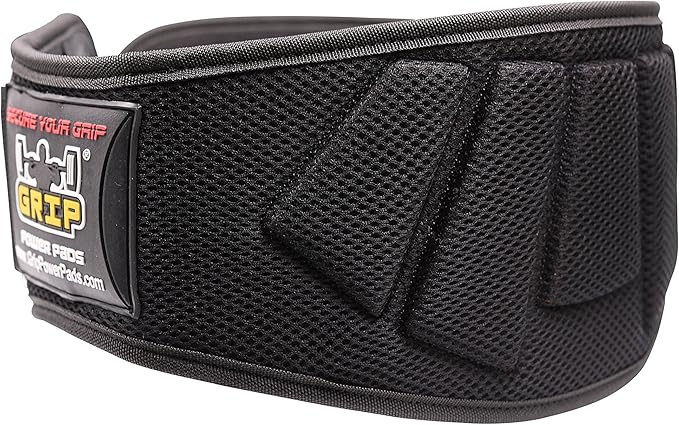 Grip Power Pads Weightlifting Gym Belt Powerlifting for Men & Women 6 Inch Back Support Best for Olympic Gym Lifting (Black, 40"- 45" Around Navel X-Large)