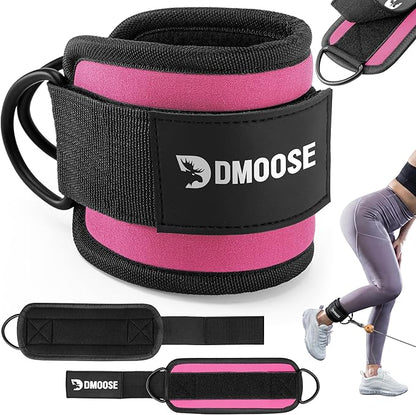 DMoose Fitness Ankle Strap for Cable Machine - One Size Fit with Premium Padding Cuffs, Ankle Bands for Working Out, Booty Workouts, Leg Extension, Hip Abductors, Kickbacks & Lower Body Exercises
