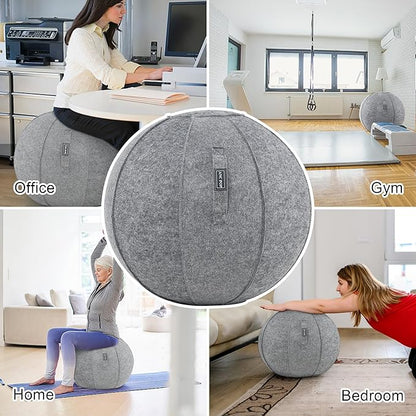 Yoga Ball Exercise Ball, Anti Slip Stability Ball Chair, 25” Heavy Duty Large Gym Ball for Fitness, Balance and Core Workout with Cover, Easy Clean