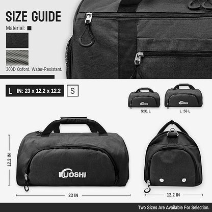 56L Gym Bag Sports Duffle Bag with Shoe Compartment & Wet Pocket, Carry-on Luggage Bag with Quick-Access Pouch, Weekender Overnight Travel Bag for Men & Women