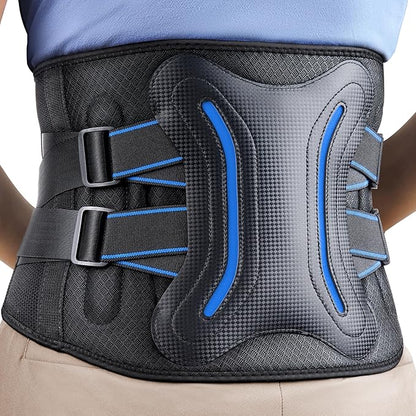 FEATOL Lower Back Brace with 5 Reinforced Stays for Women and Men, Adjustable Snug-Fit Lumbar Support Belt for Work, Size XXL, Waist 44.1"-48.4"