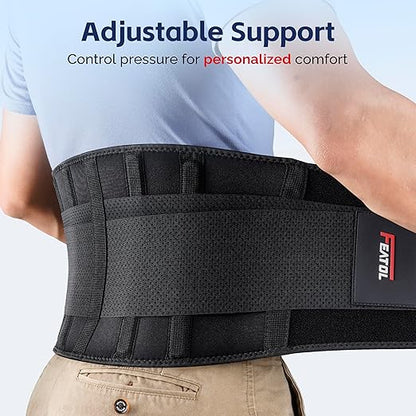 FEATOL Back Brace for Men Lower Back Pain Relief Lumbar Support Brace Waist Belt with Ergonomic 3D Silicone Pad for Heavy Lifting Work, Herniated Disc, Sciatica, 3XL
