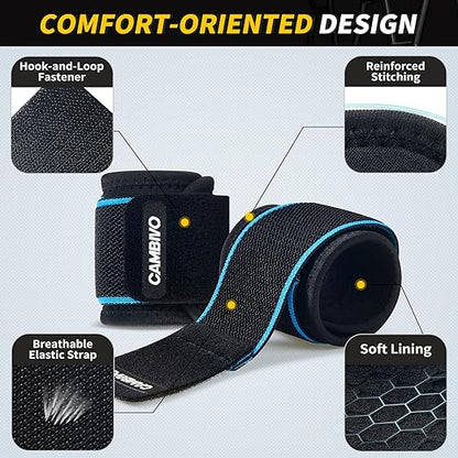 CAMBIVO Wrist Wraps for Men and Women 2 Pack, Adjustable Compression Wrist Brace for Carpal Tunnel, Wrist Support, Pain Relief, Lifting Straps Wrist Bands for Fitness, Weightlifting, Gym Workout