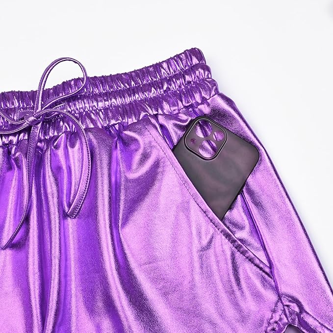 Perfashion Women's Metallic Shorts Summer Sparkly Hot Outfit Shiny Short Pants