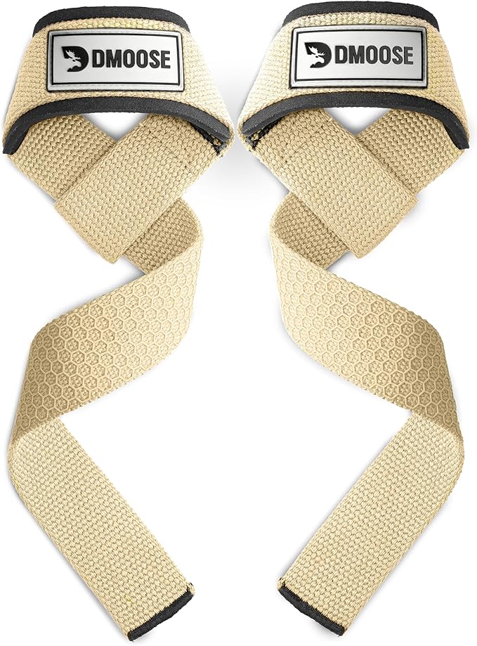 DMoose Fitness Lifting Straps 24" (Pair) - 5mm Padded Durable Wrist Straps for Weightlifting & Powerlifting - Cotton Lifting Strap with Silicone Grip for Men & Women - Deadlift Strap for Gym Workout