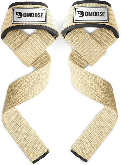 DMoose Fitness Lifting Straps 24" (Pair) - 5mm Padded Durable Wrist Straps for Weightlifting & Powerlifting - Cotton Lifting Strap with Silicone Grip for Men & Women - Deadlift Strap for Gym Workout