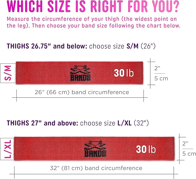 The X Bands Exercise Resistance Bands - Non-Slip Extra Thick Fabric Hip Loop Booty Bands - 20, 30, 40, 50 lb - Fitness Workout for Legs, Butt Training, Stretching, Yoga