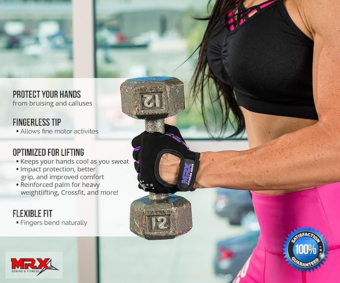 MRX Ladies Weight Lifting Gloves Women Fitness Training Exercise Glove Anti Slip Padded Shock-Absorbing Extra Grip Crossfit Multi Colors