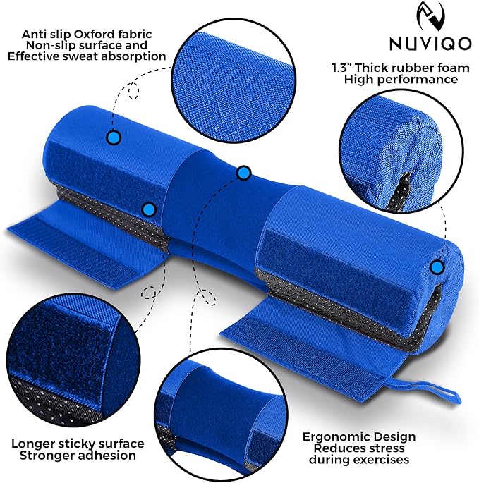 Barbell Squat Pad with Thick Foam and Nylon Padding - Neck & Shoulder Protective Pad Provides Support for Squats, Lunges & Hip Thrusts - Fits Olympic Standard Weightlifting Bar