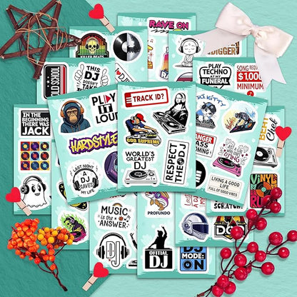 100Pcs DJ Stickers and Decals for Laptop, Water Bottle - DJ Gifts & Party Supplies - Rave, Music Stickers - Gift for Women & Men
