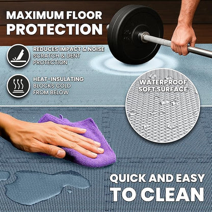 bemaxx Gym Mats Set - 18 pcs EVA Interlocking Foam Floor Tiles (12.6"x12.6"x0.4") 18sqft Protective Gym Flooring Sports Home Workout Exercise Mats Puzzle Garage Fitness Play-Room Pool Treadmill Bike