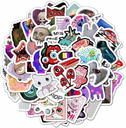 BulbaCraft 100Pcs Weirdcore Stickers, Weird Stickers for Adults, Weird Gifts, Psychedelic Decals, Trippy Decals, Weirdcore Accessories, Gifts for Women & Men