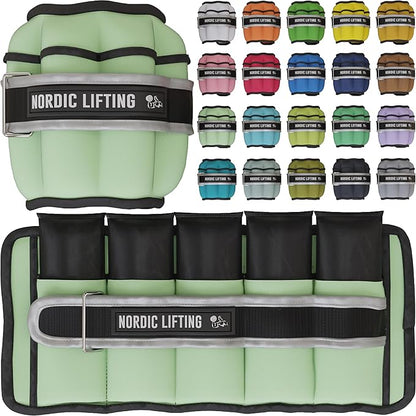 Nordic Lifting Adjustable Ankle Weights for Women & Men – 1 Pair (2–10 lbs) Wrist, Arm & Leg Weights for Gym, Yoga & Home Workouts – Secure Fit Strap Design – Durable Fitness Training Equipment