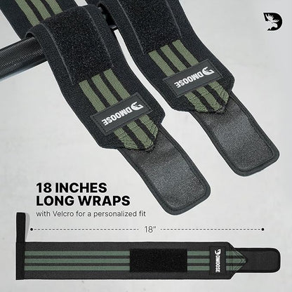 DMoose Fitness Wrist Wraps for Weightlifting 18" - Heavy Duty Gym Wrap with Hand Thumb Loop for Support & Pain Relief, USPA Approved Powerlifting, Weight Lifting Wrist Straps for Men & Women Work Out