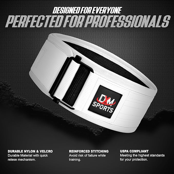 DXM SPORTS Self-Locking Weight Lifting Belt - Men Women Gym Fitness Strength Training, Bodybuilding Powerlifting Weightlifting Workout, Deadlift Squat, Pro Exercise Belt