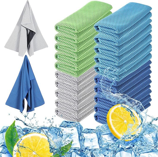 Hosuly 20 Pcs Cooling Towel 47 x 12 Inch Ice Towel for Neck, Microfiber Cool Towel, Breathable Soft Chilly Towel for Yoga, Sports, Gym, Camping, Golf, Running, Fitness, Workout(Mixed Color, 20 Pcs)